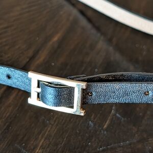TALBOTS skinny black leather belt M